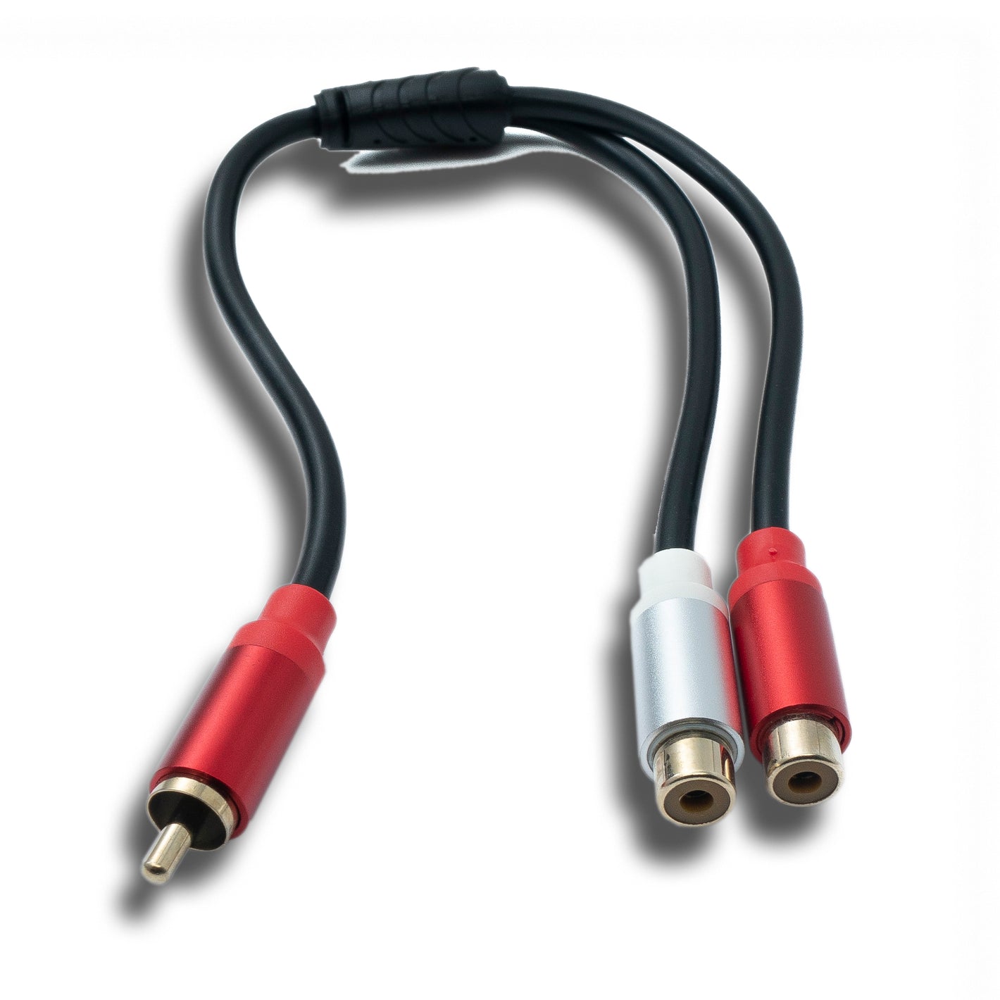 SYSTEM-S Y Cinch RCA Kabel 25 cm 1 polig Stecker zu 2x Buchse Audio in Schwarz