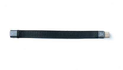 SYSTEM-S USB 3.1 Gen 2 Kabel 10 cm Typ C Stecker zu Buchse Flachkabel 10 Gbit/s 100W