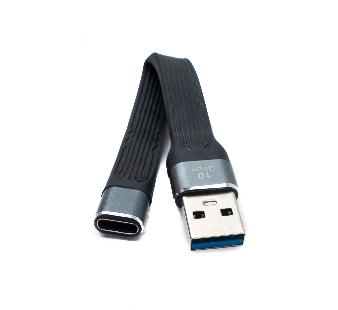 SYSTEM-S USB 3.1 Gen 2 Kabel 10 cm Typ C Buchse zu 3.0 A Stecker Flachkabel 10 Gbit/s 100W