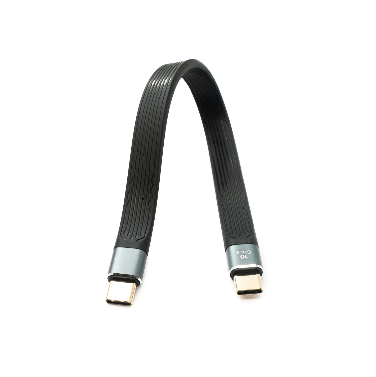 SYSTEM-S USB 3.1 Gen 2 Kabel 20 cm Typ C Stecker zu Stecker Flachkabel 10 Gbit/s 100W