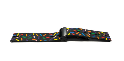 SYSTEM-S 20 mm silicone strap with folding clasp for smartwatch with sprinkles print in black