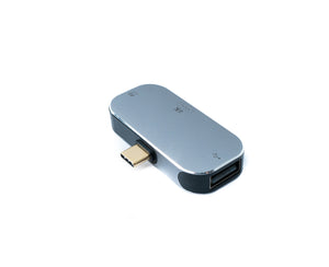 Adaptateur SYSTEM-S USB 3.1 Y type C mâle vers femelle 2.0 A femelle HDMI 4K femelle en gris