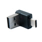 SYSTEM-S USB 2.0 adapter type A male to 3.1 C male angle adapter in black