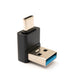 SYSTEM-S USB 3.0 Adapter Typ A Stecker zu 3.1 C Stecker Winkel 5 Gbit/s Adapter in Schwarz