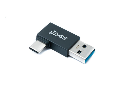 SYSTEM-S USB 3.0 Adapter Typ A Stecker zu 3.1 C Stecker Winkel 5 Gbit/s Adapter in Schwarz