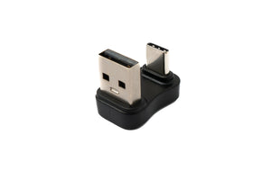 Adaptateur SYSTEM-S USB 2.0 type A mâle vers 3.1 C mâle adaptateur d'angle U tournant à 180° en noir 