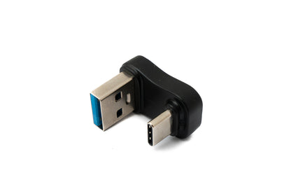 SYSTEM-S USB 3.0 adapter type A plug to 3.1 C plug U Turn 180° angle 5 Gbit/s adapter in black