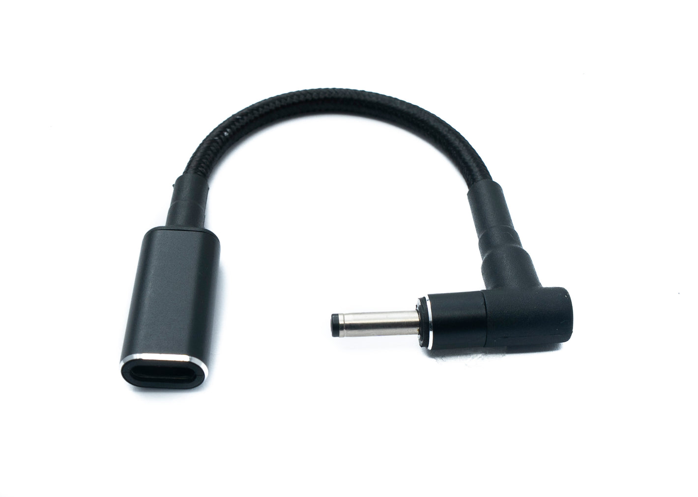 SYSTEM-S DC 20V Kabel 15 cm 3,5 x 1,35 Stecker zu USB 3.1 Typ C Buchse geflochten Winkel