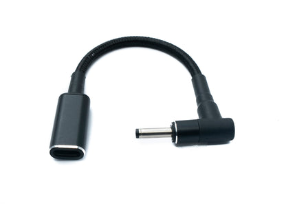 SYSTEM-S DC 20V Kabel 15 cm 3,5 x 1,35 Stecker zu USB 3.1 Typ C Buchse geflochten Winkel