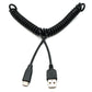 System-S USB Type C 3.1 to USB 2.0 spiral cable data cable charging cable adapter cable 30 -50 cm black