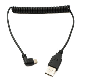 SYSTEM-S USB 2.0 cable 120 cm type A plug to mini B plug spiral angle in black