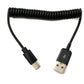 SYSTEM-S USB 3.1 cable 50 cm type C plug to 2.0 A plug spiral adapter in black