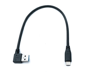 SYSTEM-S USB 3.1 cable 30 cm type C plug to 3.0 A plug angle 5 Gbit/s adapter in black 