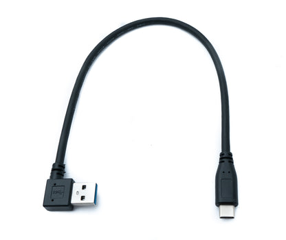 SYSTEM-S USB 3.1 Kabel 30 cm Typ C Stecker zu 3.0 A Stecker Winkel 5 Gbit/s Adapter in Schwarz