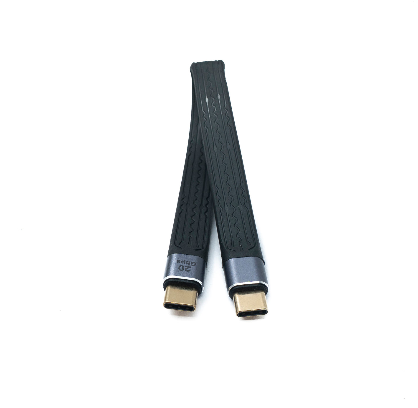 SYSTEM-S USB 3.2 Gen 2 Kabel 20 cm Typ C Stecker zu Stecker Flachkabel 20 Gbit/s 100 W