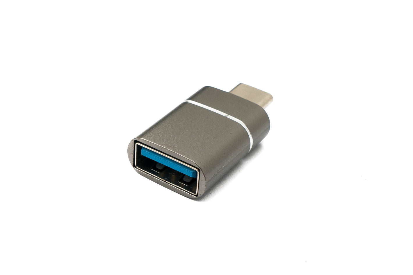 Adaptateur SYSTEM-S USB 3.1 type C mâle vers 3.0 A femelle 5 Gbit/s 100W en blanc anthracite