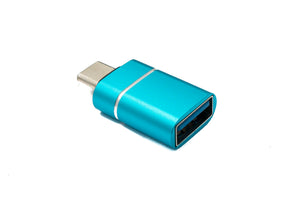 Adaptateur SYSTEM-S USB 3.1 type C mâle vers 3.0 A femelle 5 Gbit/s 100W en bleu blanc