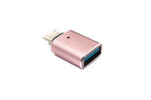 Adaptateur SYSTEM-S USB 3.1 type C mâle vers 3.0 A femelle avec voyant lumineux 5 Gbit/s 100W en rose