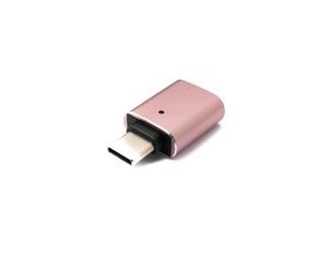 Adaptateur SYSTEM-S USB 3.1 type C mâle vers 3.0 A femelle avec voyant lumineux 5 Gbit/s 100W en rose