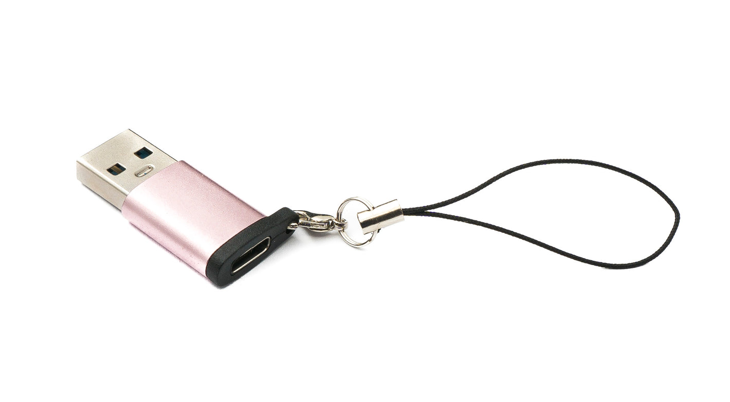 Adaptateur SYSTEM-S USB 3.1 type C femelle vers boucle mâle 3.0 A 5 Gbit/s 100W en rose