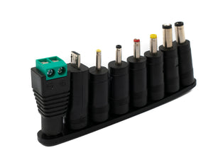 SYSTEM-S DC adapter set of 8 DC 20V 5.5 x 2.1 mm to additional DC LED socket cable black