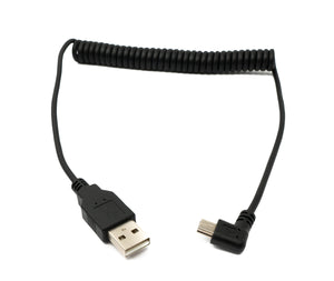 Cable USB 2.0 120 cm tipo A macho a mini B macho ángulo espiral en color negro