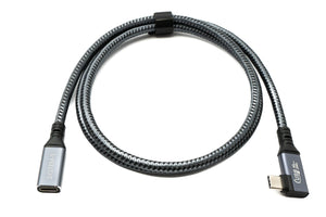 SYSTEM-S USB4 100 cm Kabel Typ C Stecker zu Buchse Winkel geflochten 40 Gbit/s 240 W USB 4.0 Kabel