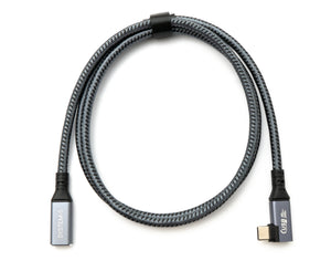 SYSTEM-S USB4 100 cm Kabel Typ C Stecker zu Buchse Winkel geflochten 40 Gbit/s 240 W USB 4.0 Kabel