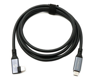 SYSTEM-S USB4 150 cm Kabel Typ C Stecker zu Stecker Winkel 40 Gbit/s 240 W USB 4.0 Kabel Adapter