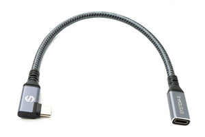 SYSTEM-S USB4 20 cm Kabel Typ C Stecker zu Buchse Winkel geflochten 40 Gbit/s 240 W USB 4.0 Kabel Adapter