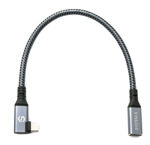 SYSTEM-S USB4 20 cm cable type C male to female angle braided 40 Gbit/s 240 W USB 4.0 cable adapter