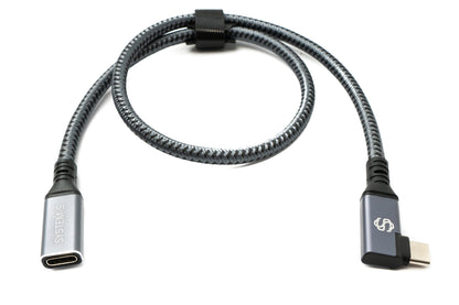 SYSTEM-S USB4 40 cm Kabel Typ C Stecker zu Buchse Winkel geflochten 40 Gbit/s 240 W USB 4.0 Kabel Adapter