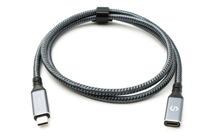 SYSTEM-S USB4 100 cm cable type C male to female braided 40 Gbit/s 240 W USB 4.0 cable adapter