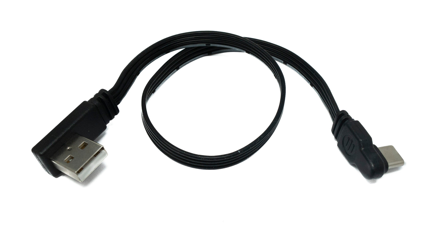 SYSTEM-S USB 3.1 Kabel 30 cm Typ C Stecker zu 2.0 Typ A Stecker Flachkabel Winkel