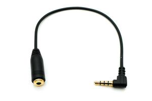 Cable de audio de 20 cm estéreo AUX jack 3,5 mm ángulo macho a hembra en color negro