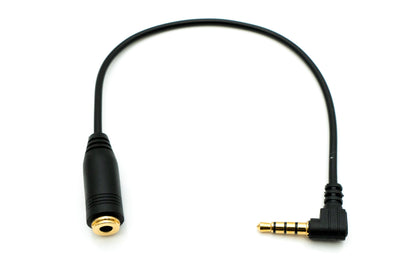 Cable de audio SYSTEM-S 20 cm estéreo AUX jack 3,5 mm ángulo macho a hembra en color negro