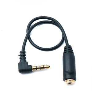 Cable de audio de 20 cm estéreo AUX jack 3,5 mm ángulo macho a hembra en color negro