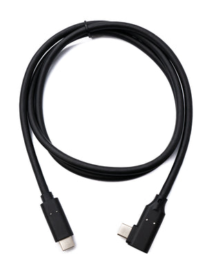 SYSTEM-S USB 3.2 Gen 1 Kabel 100 cm Typ C Stecker zu Stecker Winkel Adapter in Schwarz