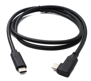 SYSTEM-S USB 3.2 Gen 1 Kabel 100 cm Typ C Stecker zu Stecker Winkel Adapter in Schwarz