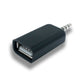 SYSTEM-S Audio USB Adapter 3,5 mm Klinke Stecker zu 2.0 Typ A Buchse AUX Kabel in Schwarz