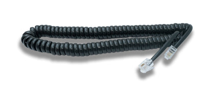 SYSTEM-S Festnetz Kabel 3 m 4P4C RJ9 Stecker zu Stecker Spirale in Schwarz