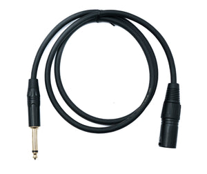 SYSTEM-S Audio XLR cable 100 cm 3-pin plug to jack AUX 6.35 mm 2-pin TS plug adapter