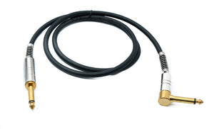 SYSTEM-S Audio Klinke Kabel 100 cm 6,35 mm 2 polig Stecker zu Stecker Knickschutz Winkel AUX Adapter