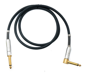 SYSTEM-S Audio Klinke Kabel 100 cm 6,35 mm 2 polig Stecker zu Stecker Knickschutz Winkel AUX Adapter