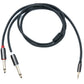 SYSTEM-S Audio Y jack cable 100 cm 2x 6.35 mm 2-pin plug to 3.5 mm 3-pin plug braided AUX adapter