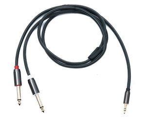 SYSTEM-S Audio Y jack cable 100 cm 2x 6.35 mm 2-pin plug to 3.5 mm 3-pin plug braided AUX adapter