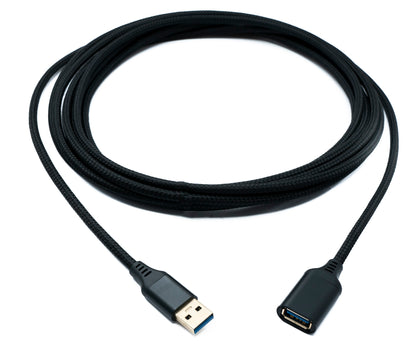 SYSTEM-S USB 3.0 Kabel 5 m Typ A Stecker zu Buchse geflochten 5 Gbit/s Adapter in Schwarz