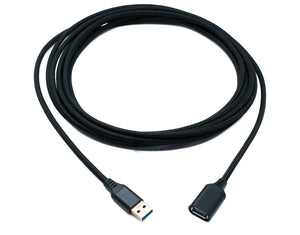 SYSTEM-S USB 3.0 Kabel 5 m Typ A Stecker zu Buchse geflochten 5 Gbit/s Adapter in Schwarz