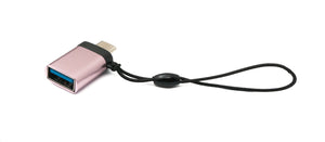 SYSTEM-S USB 3.1 Adapter Typ C Stecker zu 3.0 Typ A Buchse Schlaufe in Pink