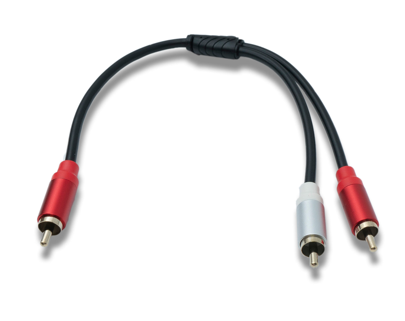 SYSTEM-S Y Cinch RCA Kabel 25 cm 1 polig Stecker zu 2x Stecker Audio in Schwarz